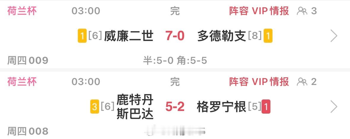 两场都是老哥福音的比赛啊，荷兰杯比德国杯都良心啊 ​​​