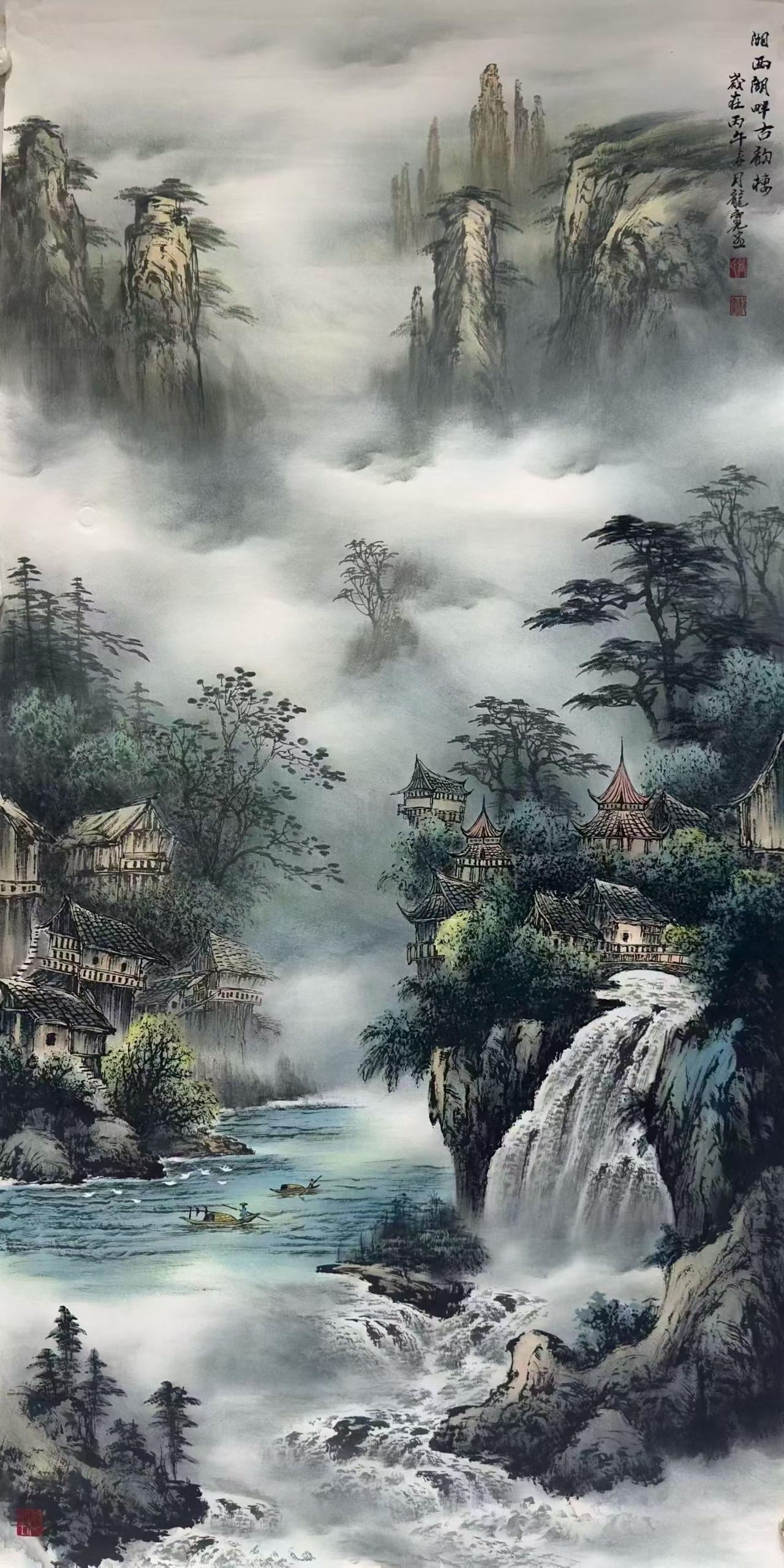 推荐精品
作品：湘西湖畔古韵楼
规格：138x68厘米