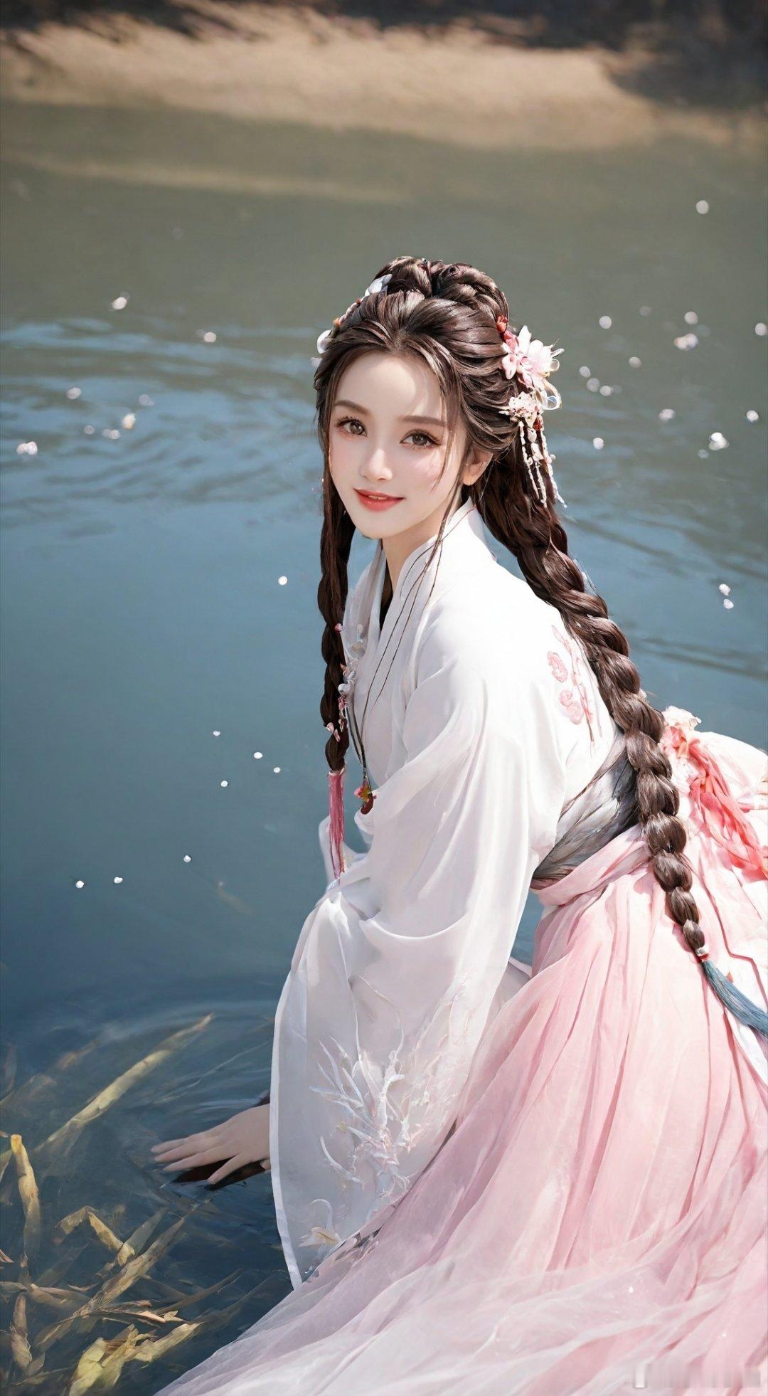溪边的邻家姑娘，你在等着心里的谁呢#姑娘##冬季限定绝美风景# ​​​