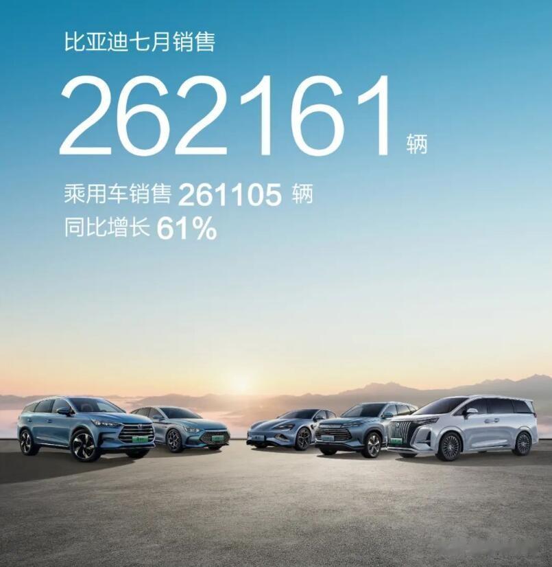 262161辆！7月的比亚迪，已经没有对手了！北京时间8月1日晚，比亚迪官媒重磅