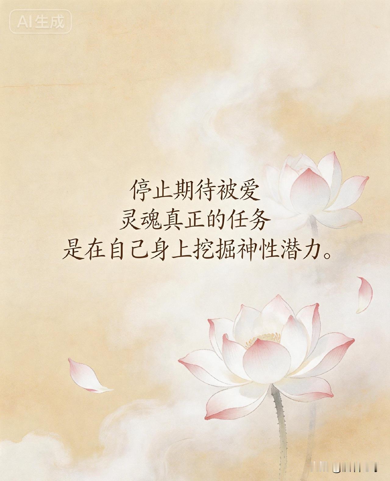 停止期待被爱，灵魂真正的任务，是在自己身上挖掘神性潜力。

尼采说：“人最终要在