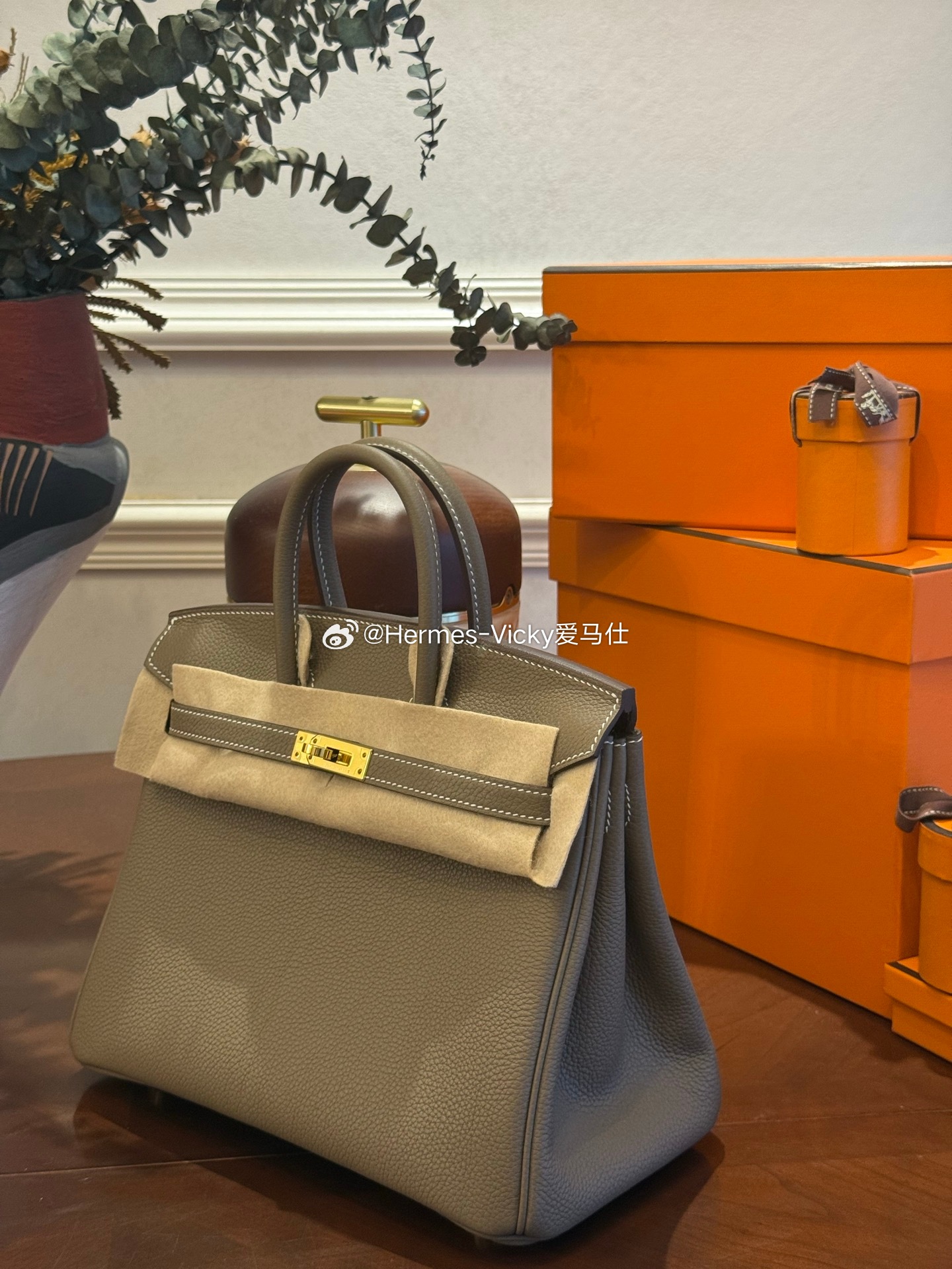 Birkin 25 大象灰togo皮 金扣爱马仕hermes