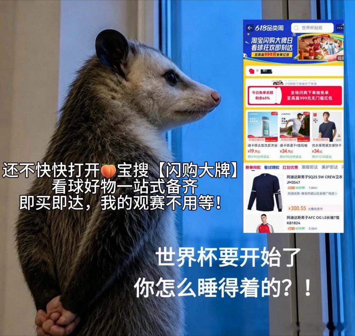 当我以为熬夜对我没有影响时世界杯开启快乐熬夜时光！淘宝闪购囤球衣、护肤和护肝好物