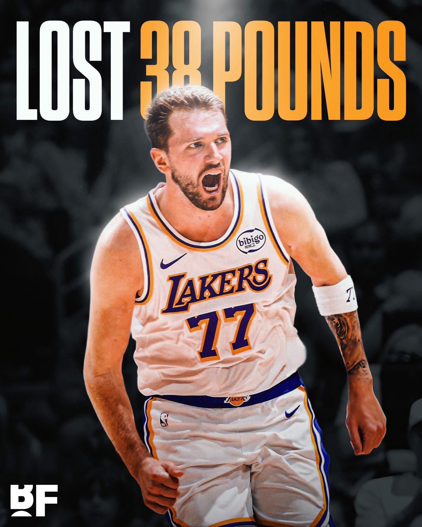 东契奇上赛季结束后减掉了38磅，约34.5斤。果然还是瘦点好。NBA