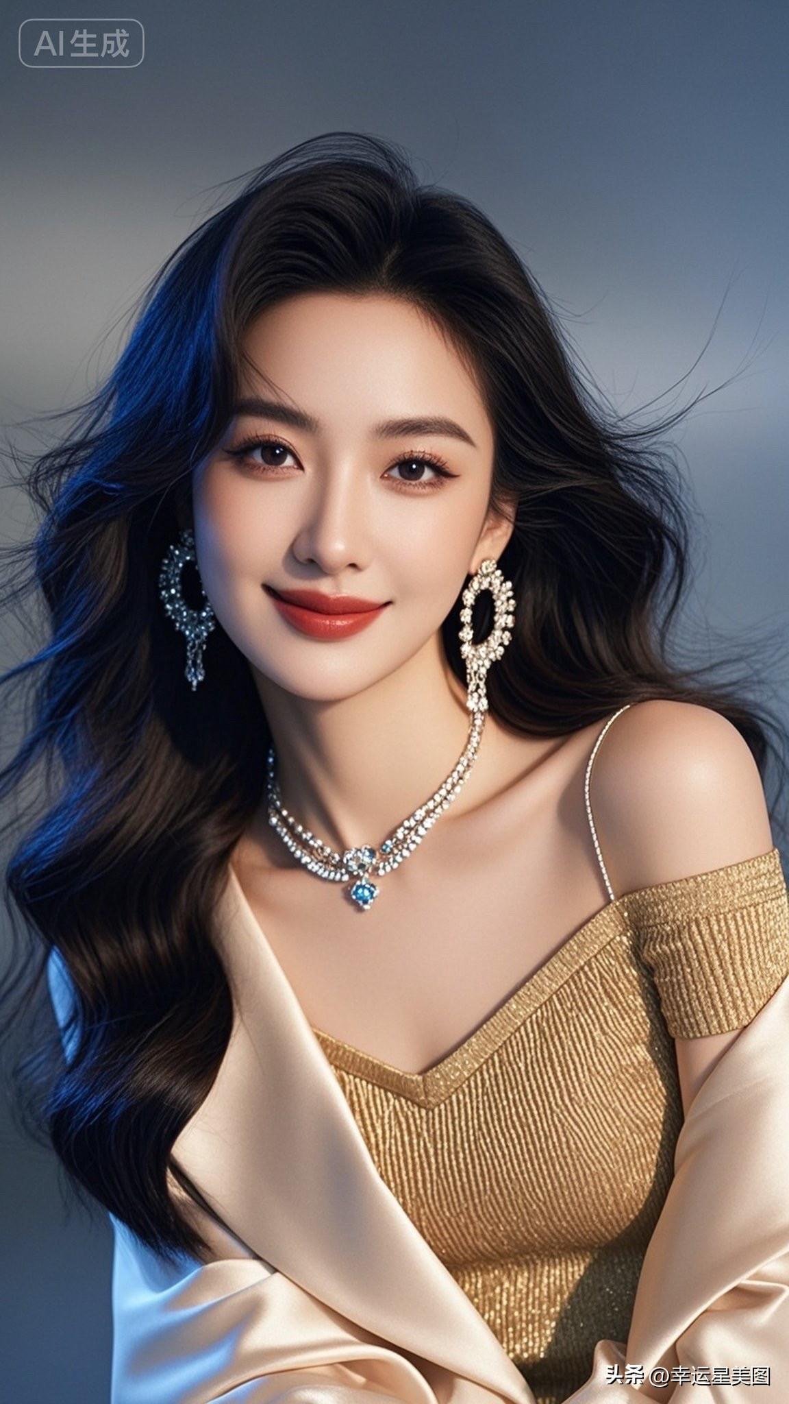 优雅金发少女，时尚亮片耳环，散发迷人魅力！💖✨