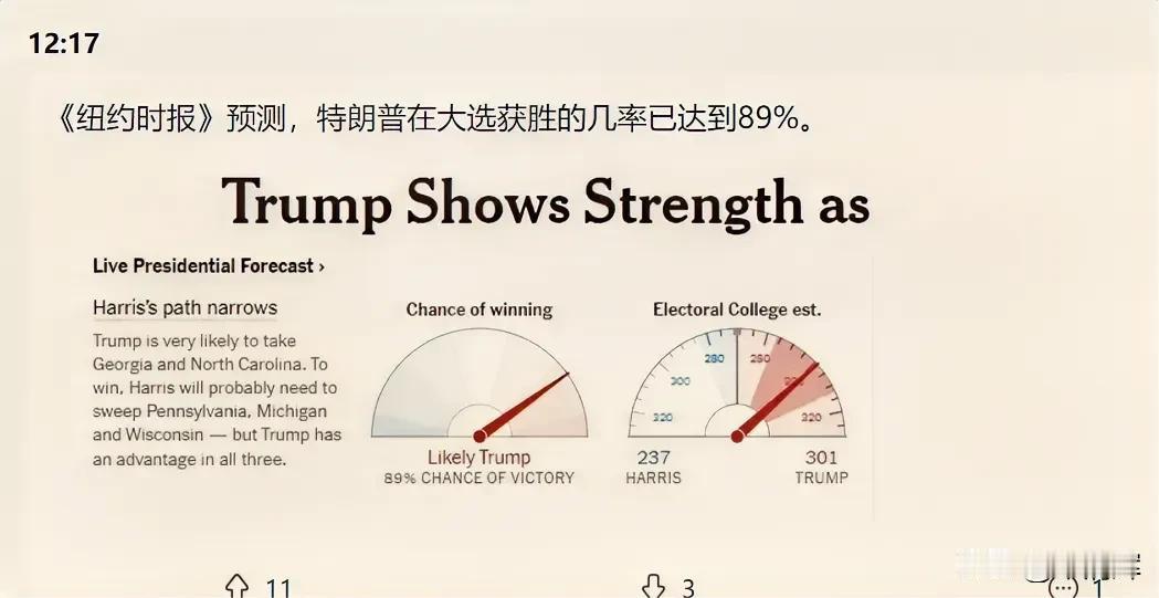 #美国大选#这还用预测吗？中国网友早已预测特朗普胜出！《纽约时报》预测，特朗普在