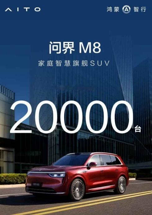问界 M8 在 45 天交付了 2 万辆。这个月产能最高会冲到 3 万台，似乎在