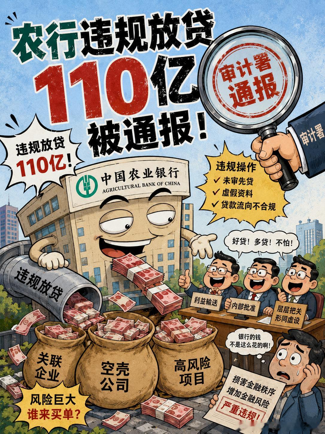 农行违规放贷110亿被通报怎么你也是？我看到了什么新闻，连续两个银行，那其他呢 