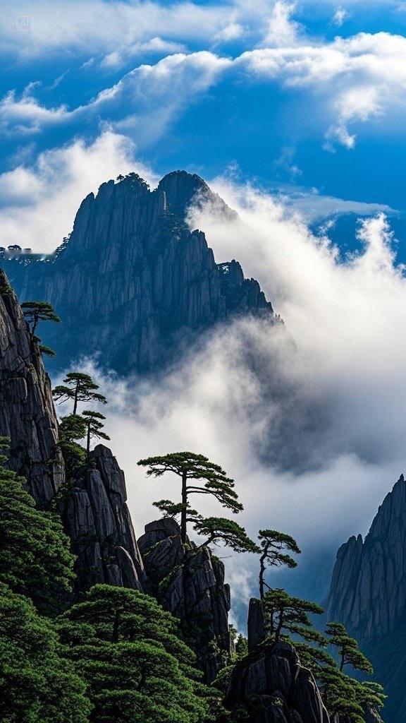 上联：龙腾云海千山翠；
下联：虎啸松山万里蓝。