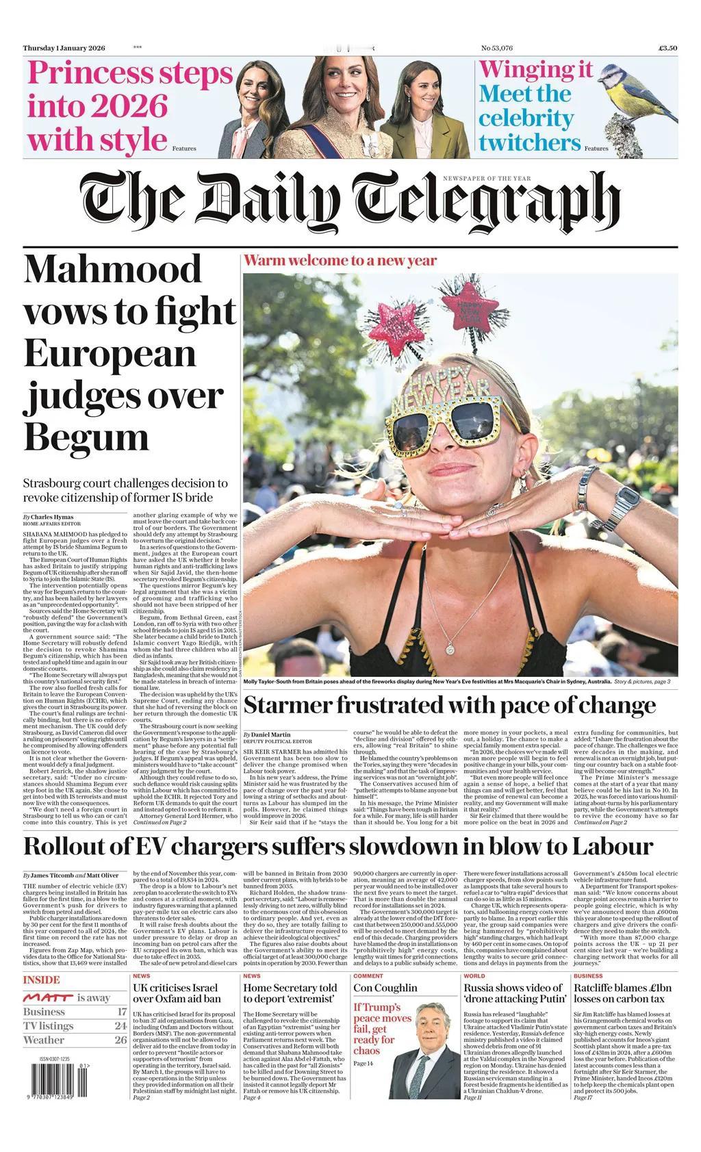 据《每日电讯报》报道，英国内政大臣沙巴娜·马哈茂德誓言将就“IS新娘”沙米玛·贝