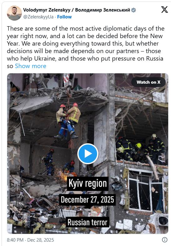 泽连斯基：新年前或就冲突问题作出关键决定，取决于合作伙伴立场
乌克兰总统弗拉基米