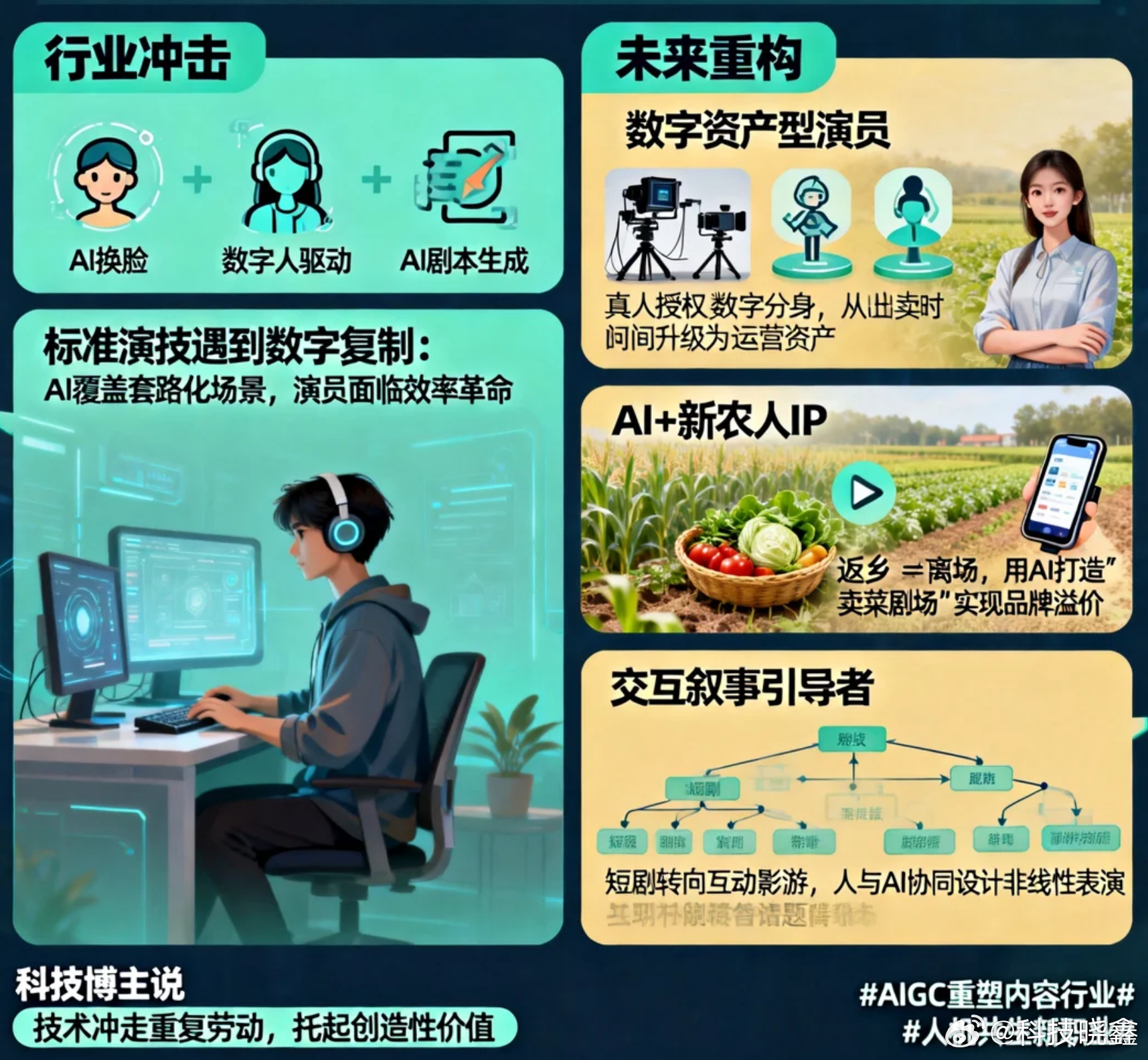 短剧男主自曝因AI失业已返乡卖菜 这则热搜，表面是个人职业转折，实则是AIGC对