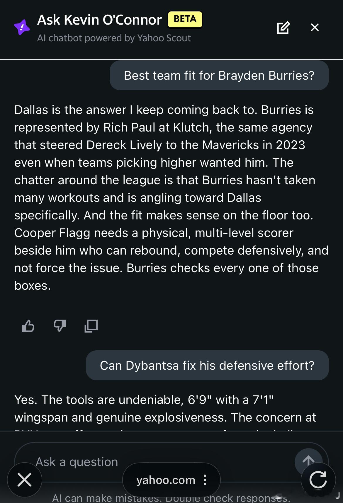 Yahoo Sports的Kevin O'Connor更新了他们的Mock，可能