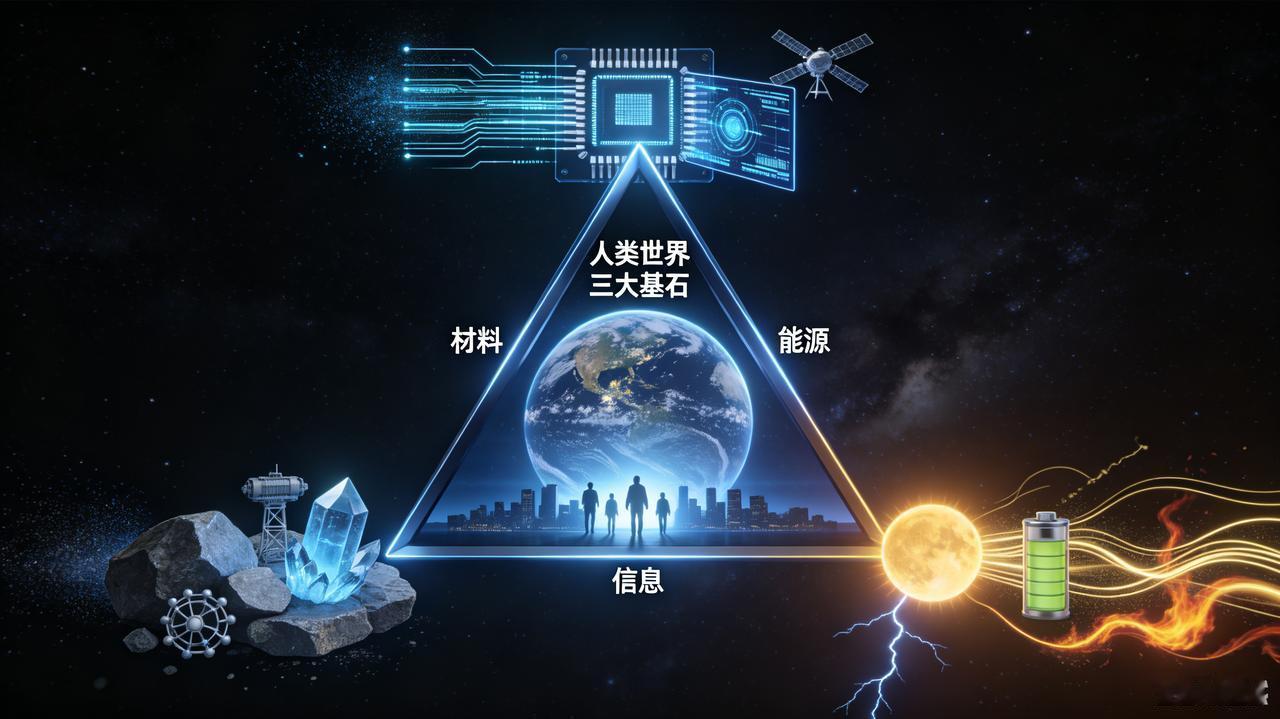 【材料、能源、信息人类世界三大基石】

经过200万年的进化，人类逐渐成为地球的