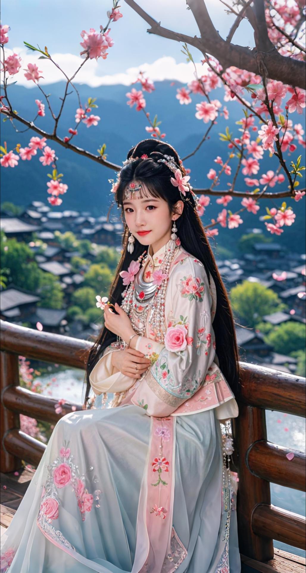 AI扩图 AI桃枝畔的苗姬