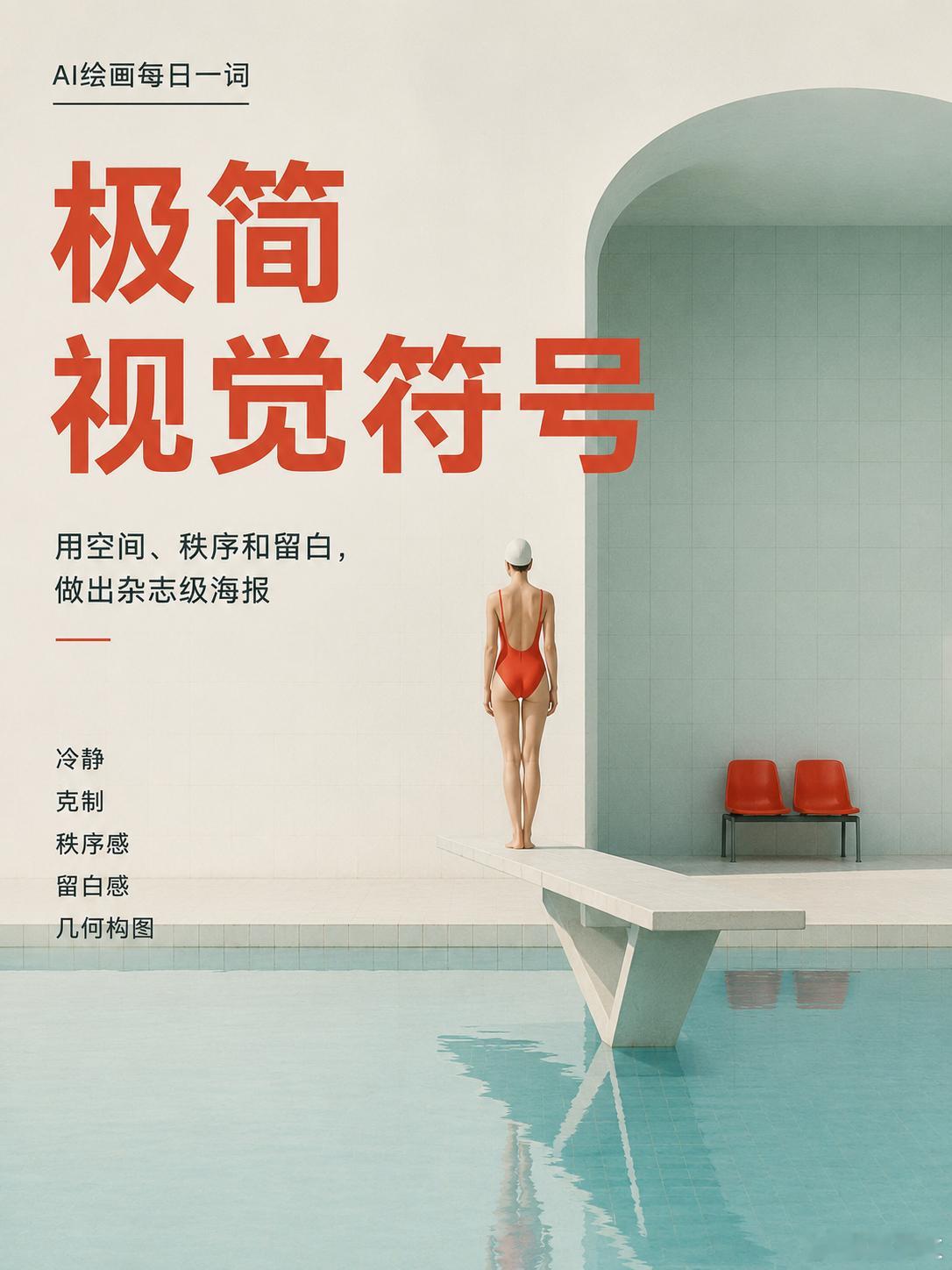【AI绘画每日一词】极简视觉符号用空间、秩序和留白，做出杂志级海报很多人做海报时