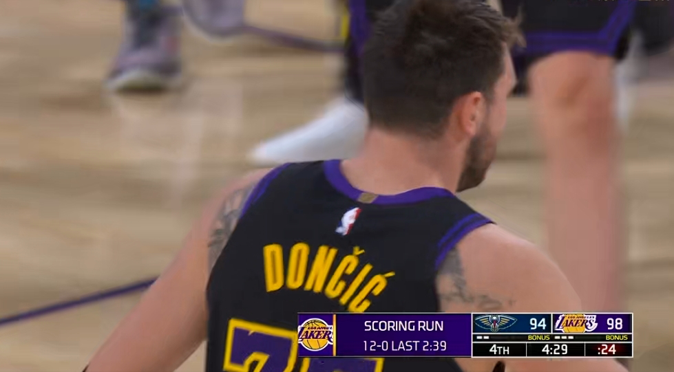 东契奇抛射 湖人轰出12-0攻击波反超鹈鹕4分！湖人vs鹈鹕NBA