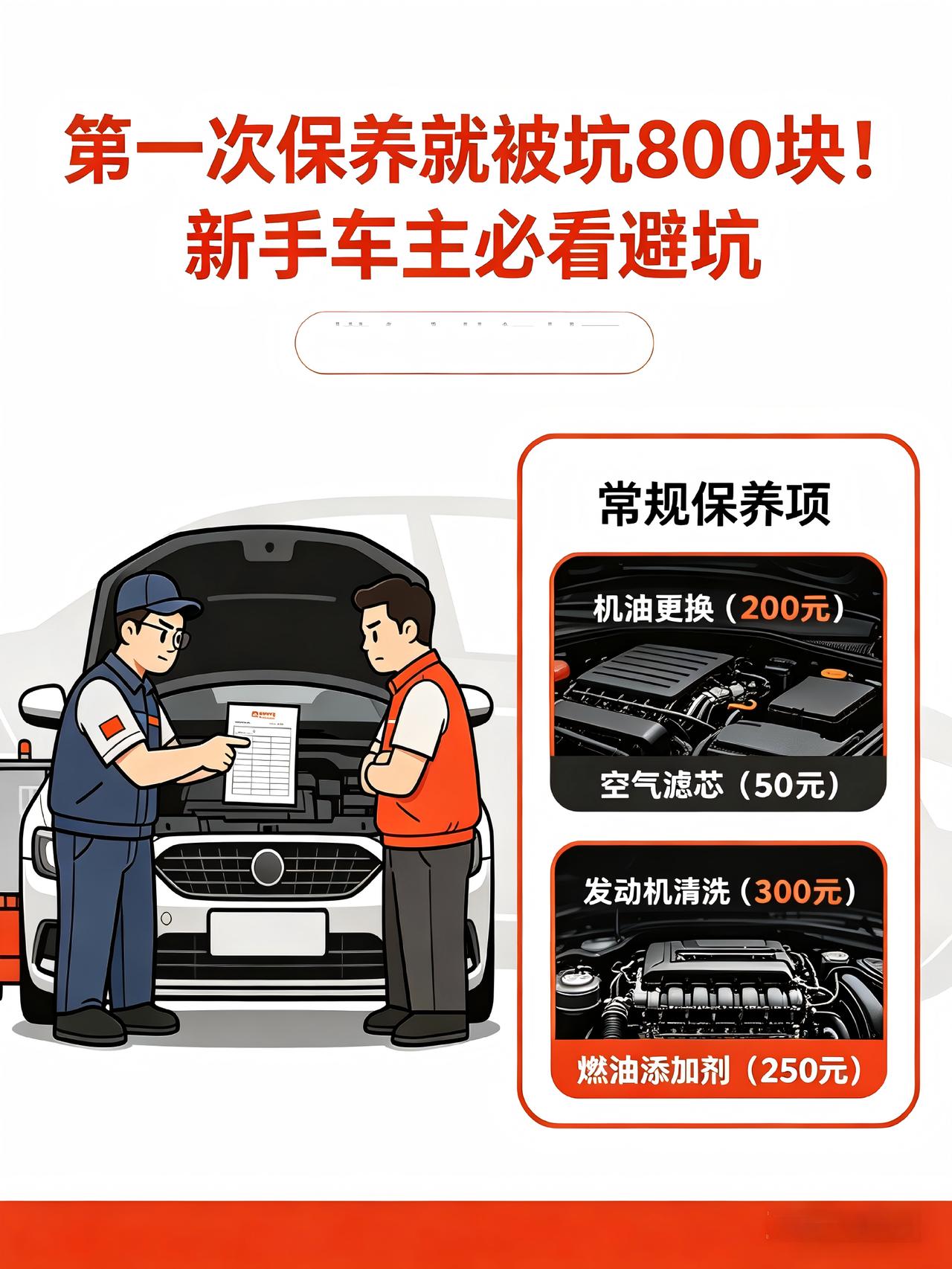第一次保养就被坑 800 块！新手车主必看避坑
刚买车那会啥也不懂，首保过后去做
