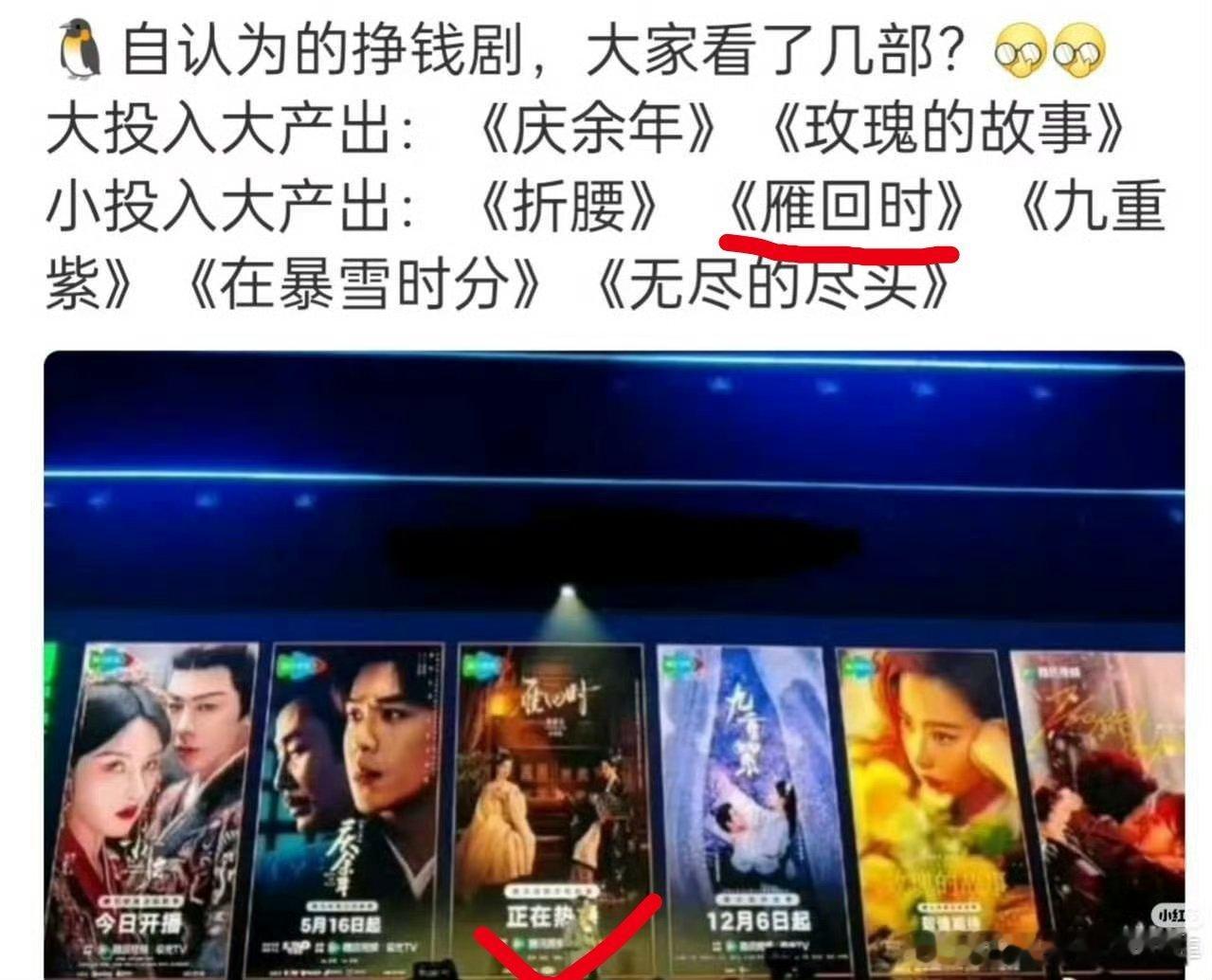 陈都灵雁回时陈都灵主演的一番大女主作品《雁回时》被鹅厂官方认证属于挣钱剧， A级