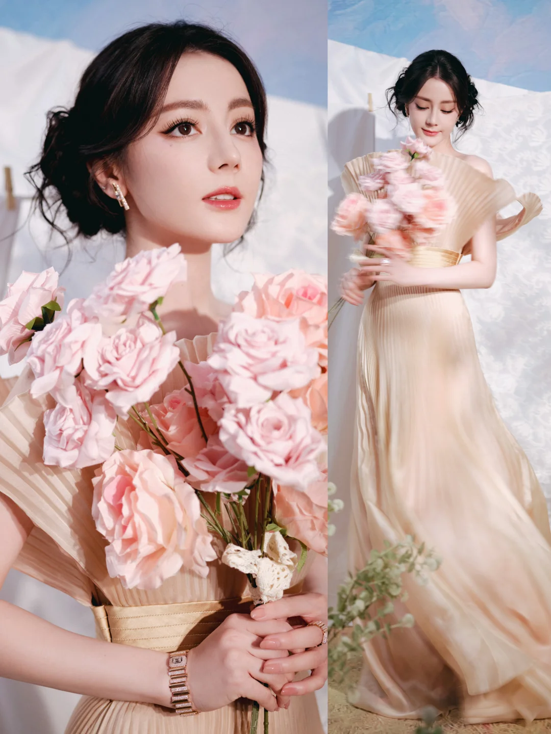 迪丽热巴今日造型释出，灵动又浪漫的一套！