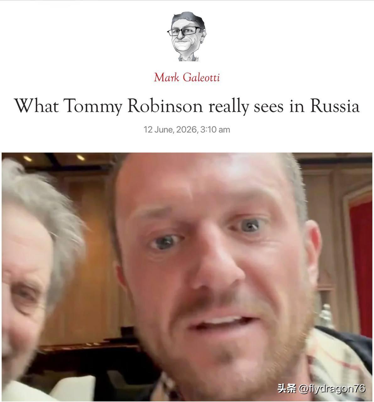 备受瞩目的英国政治人物兼博主汤米·罗宾逊（Tommy Robinson）抵达莫斯