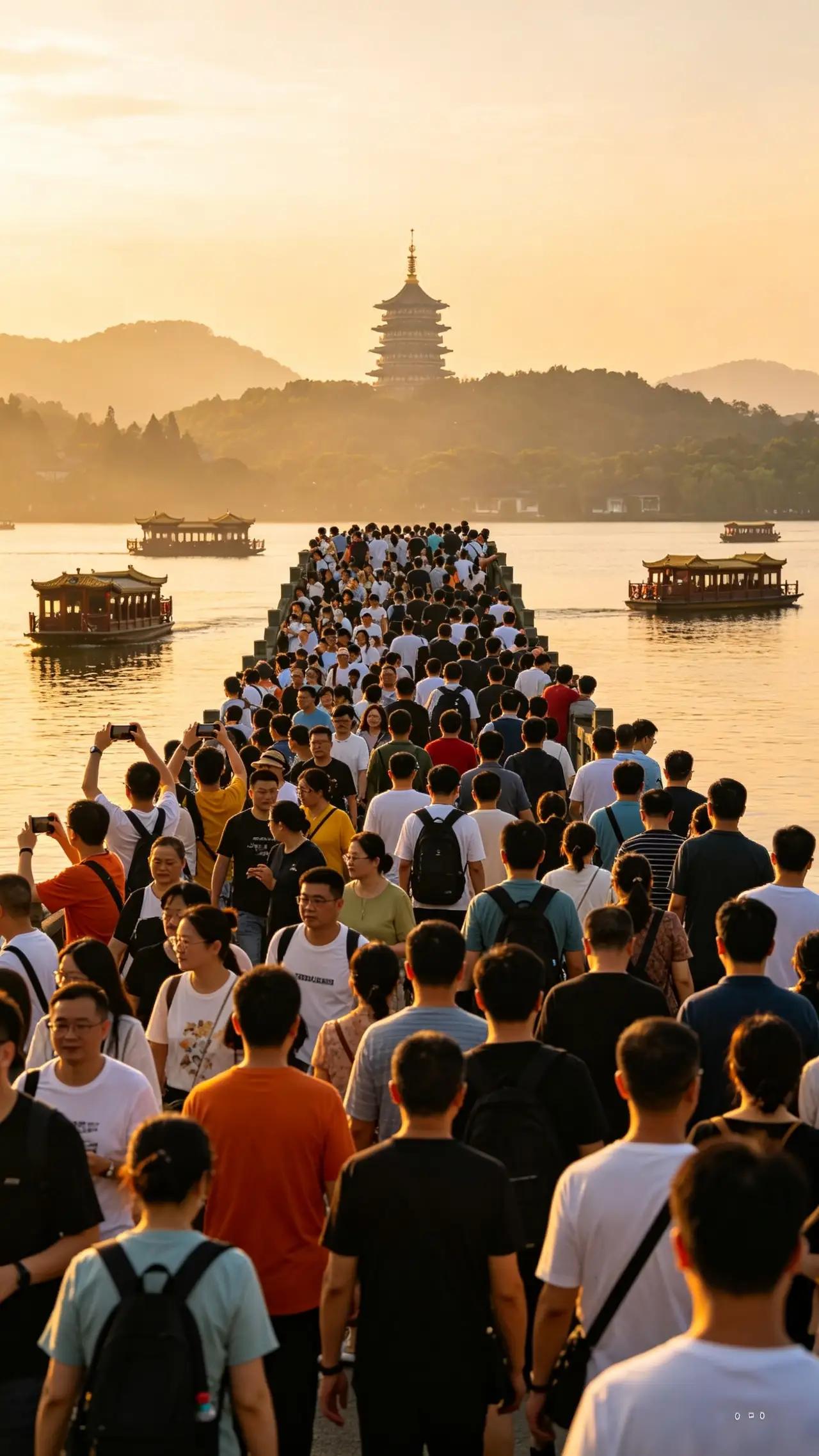 五一西湖挤爆！断桥堪称亿人狂欢场——这不是夸张，而是现实。每年五一假期，西湖的美