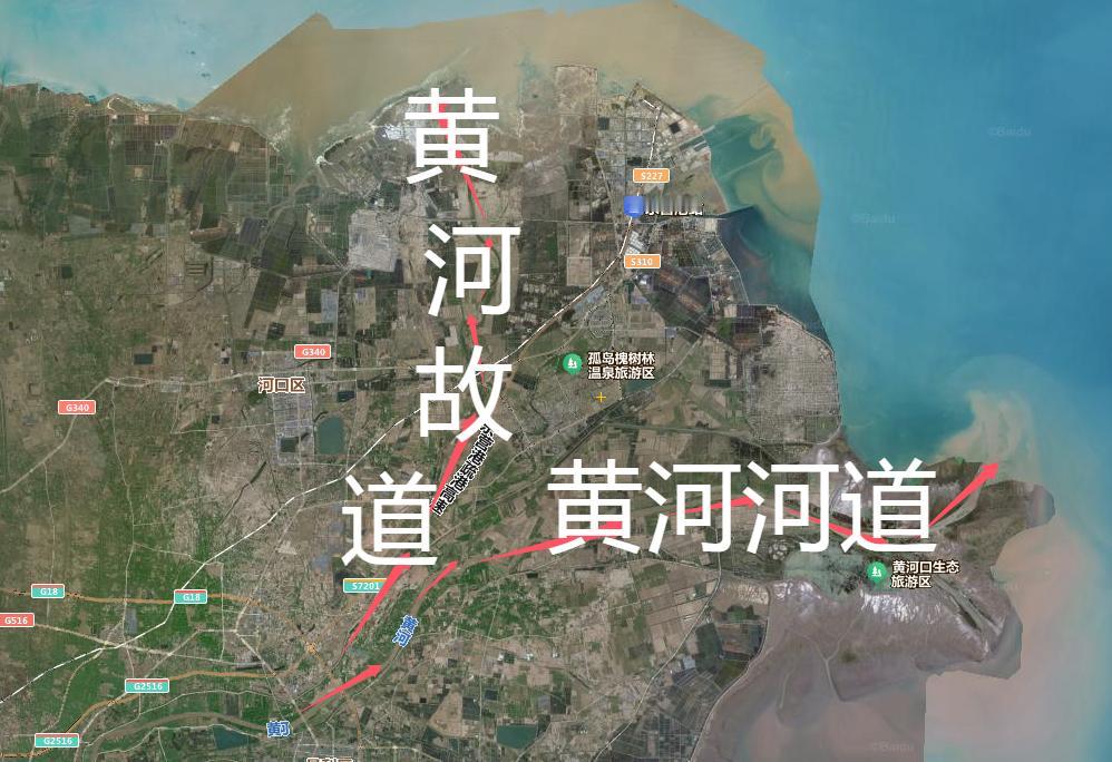 黄河三角洲的造陆能力真强！
黄河三角洲有两条河道，有一条是向北的河道，已经基本上