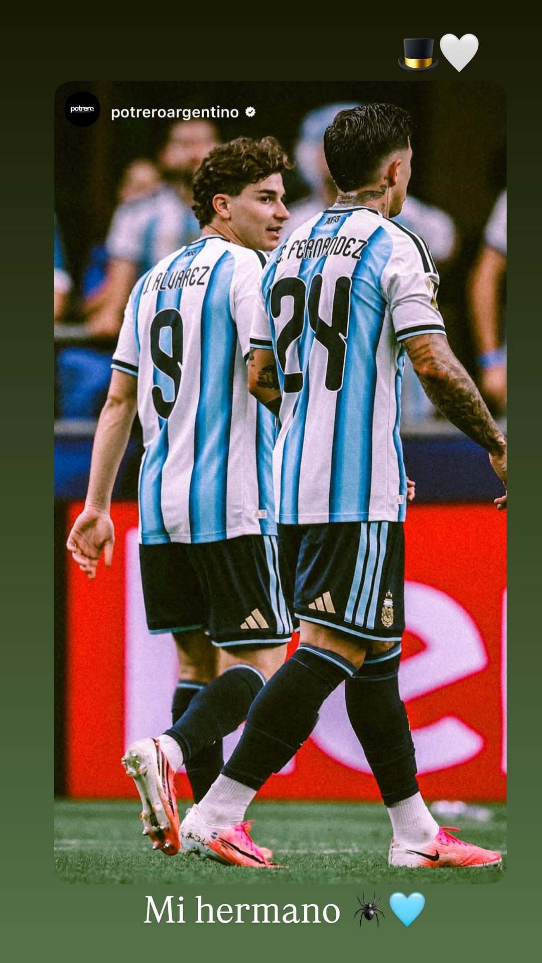 🕷️阿尔瓦雷斯ins：～～我们跟随阿根廷🇦🇷让我们继续前进💪🏻阿根廷2