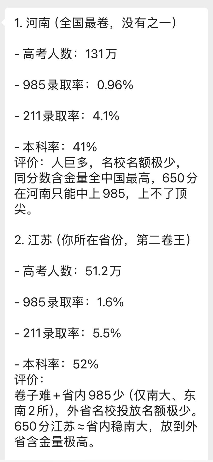 忍不住，对于各省的高考难度，还是想再说一下
我们从来都是说高考最难是山河四省，广