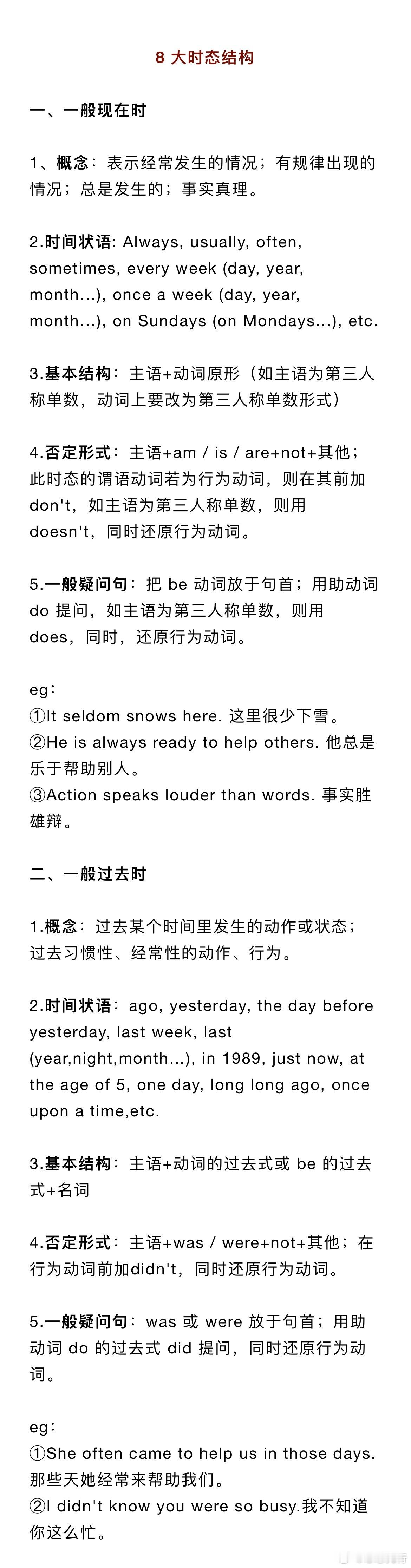初中英语8 大时态结构，收藏起来！ ​​​