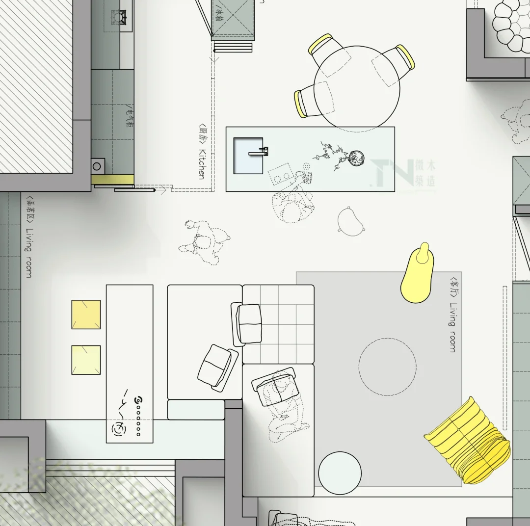 爆改常规客厅/打造多变灵活空间