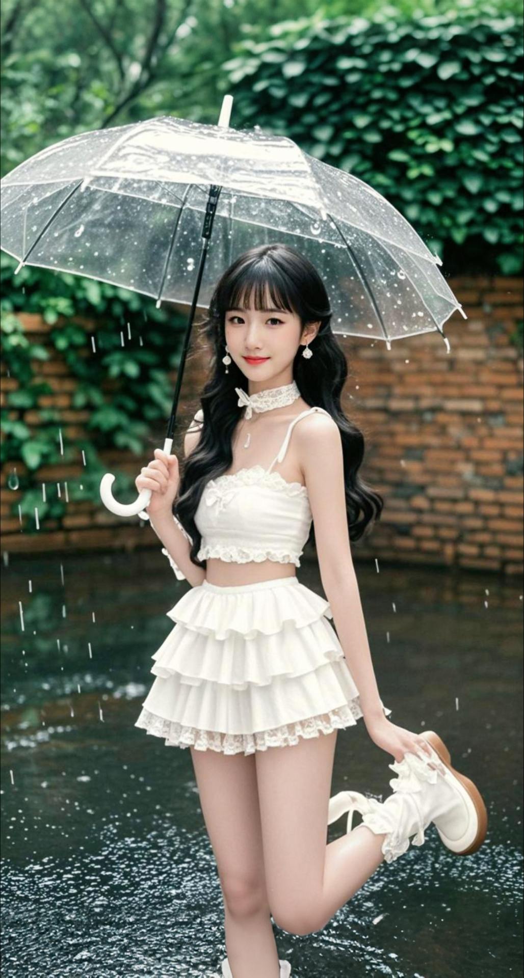 AI扩图 AI雨巷佳人