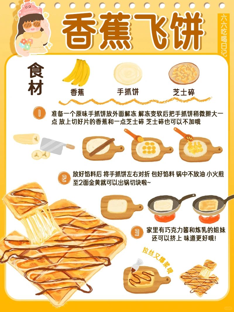 手抓饼版香蕉飞饼❗5分钟搞定早餐❗巨好吃