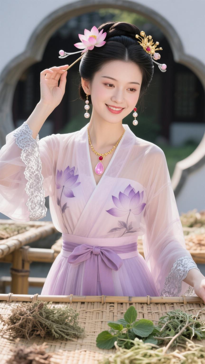 荷簪暗锁玲珑韵，药草明承清意甜。汉服写真 国风古韵 古风美女 原创古风计划 东方