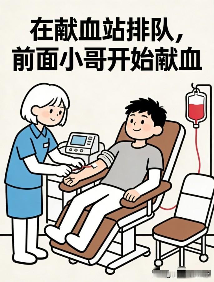 趣味漫画：小哥去献血，结果抽到一半,急忙叫护士帮他打回去搞笑漫画
