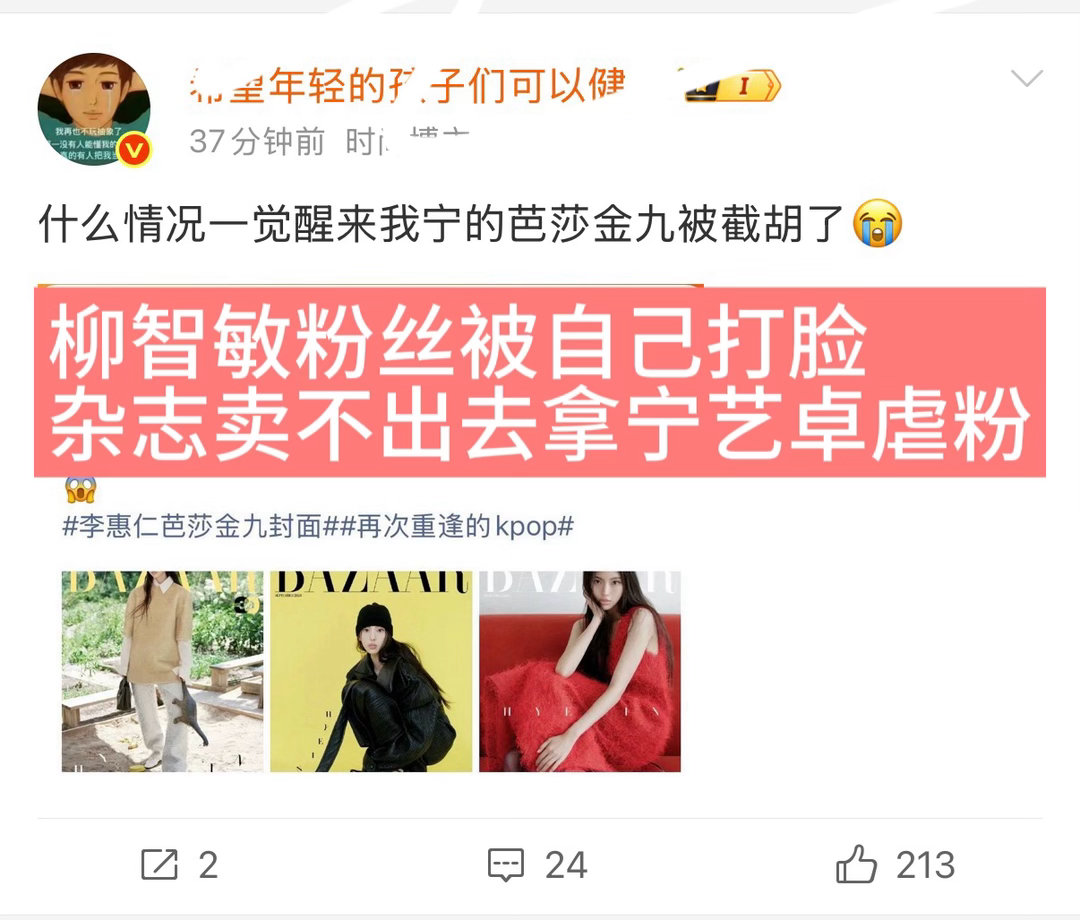 柳智敏粉丝有这时间自嗨gc不如去探讨杂志首日多出的几十万是哪来的