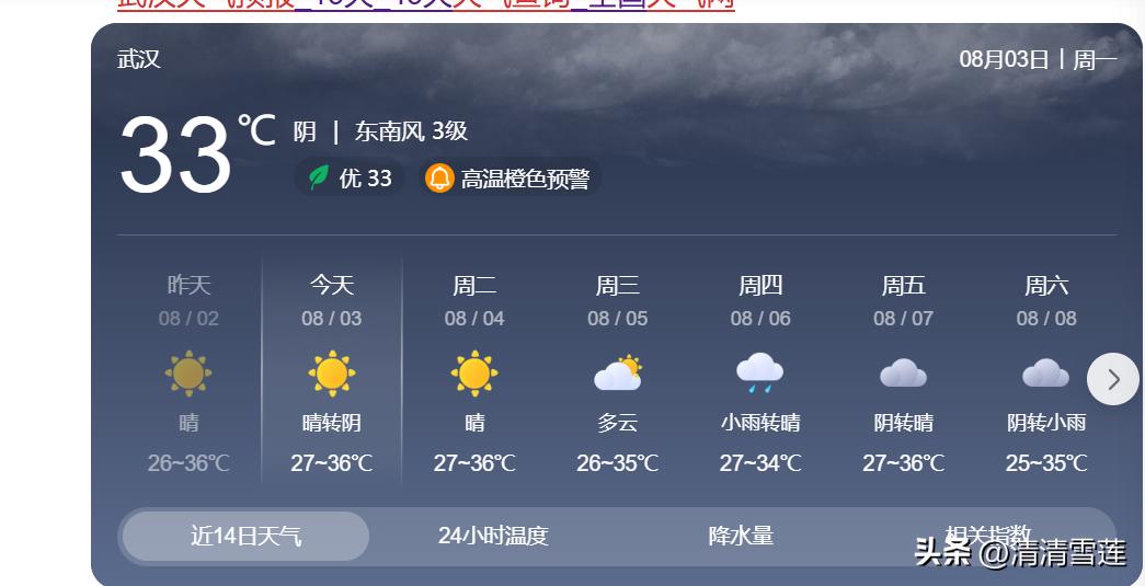 武汉朋友再坚持两天，下雨以后，天气会凉快一点的！

这些天武汉真热，我基本就没有
