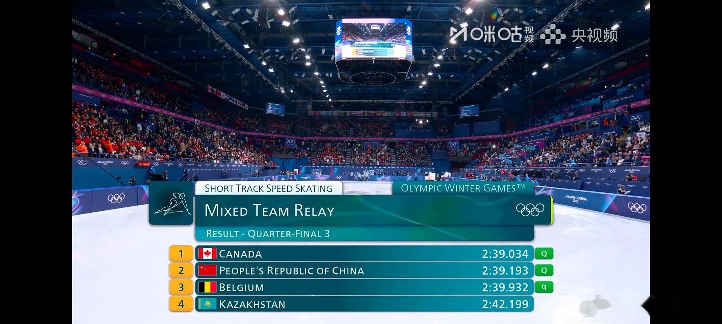 混接看的我好怕摔倒啊 大家平安下冰吧米兰冬奥会 中国短道队混接小组第二中国短道队