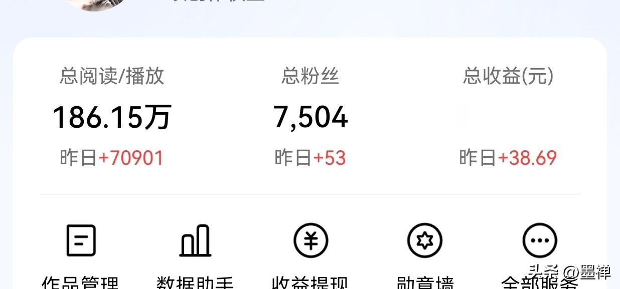 今天在头条挣了38元，阅读量7万多，粉丝7千出头。做自媒体这么久，我越来越想明白