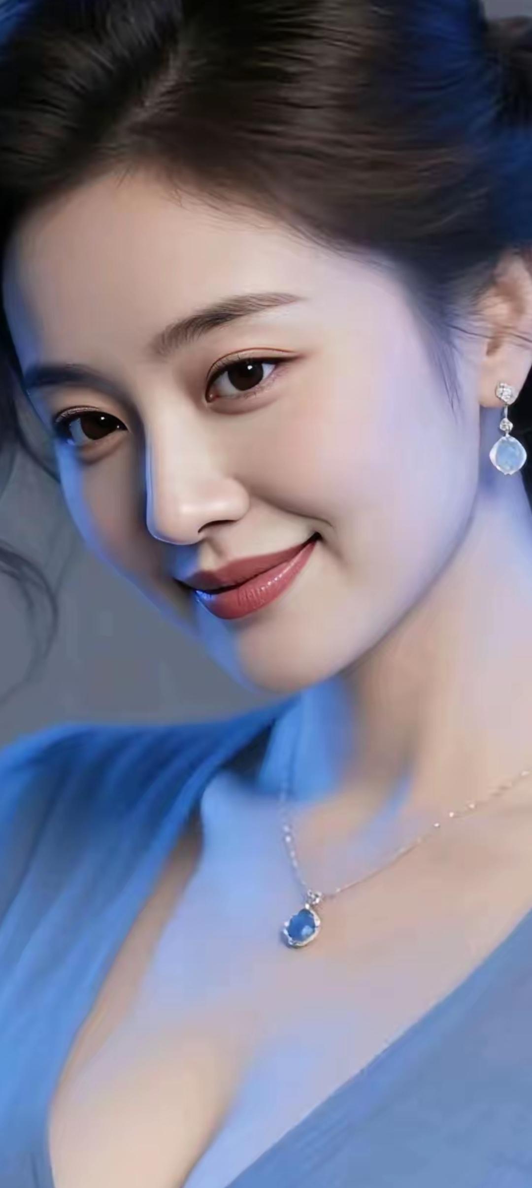 优雅蓝调，闪耀的耳环与项链，尽显迷人魅力！💎✨