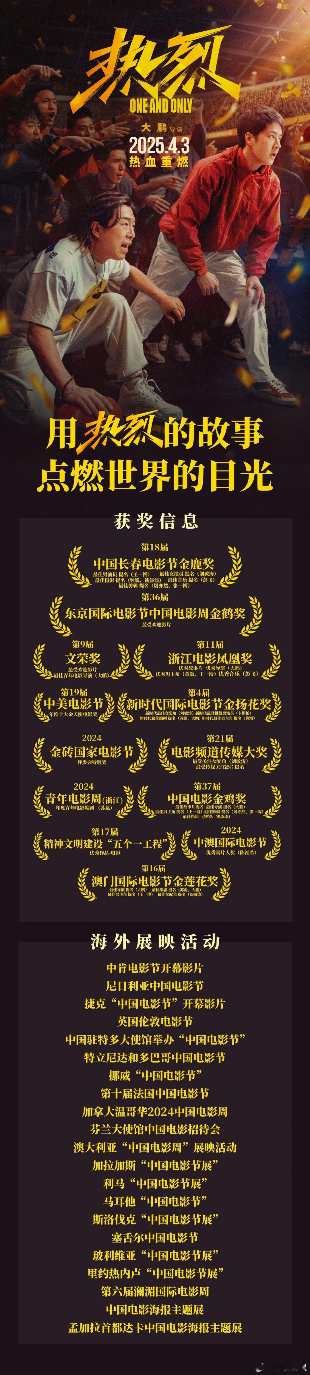 电影热烈官宣4月3日重映 少年赤诚与梦想热浪共振每一颗热血之心，青春不散场梦想仍