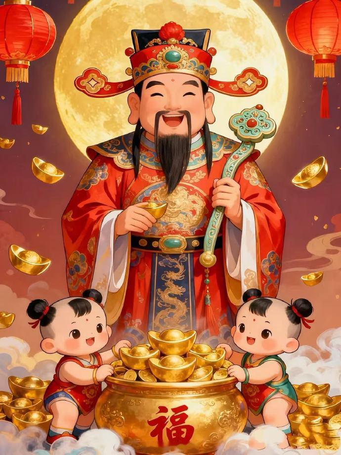 转发好运财神到，清诚迎祥。愿财神护佑生意事业兴隆，财源滚滚，家门福禄常驻，长辈财