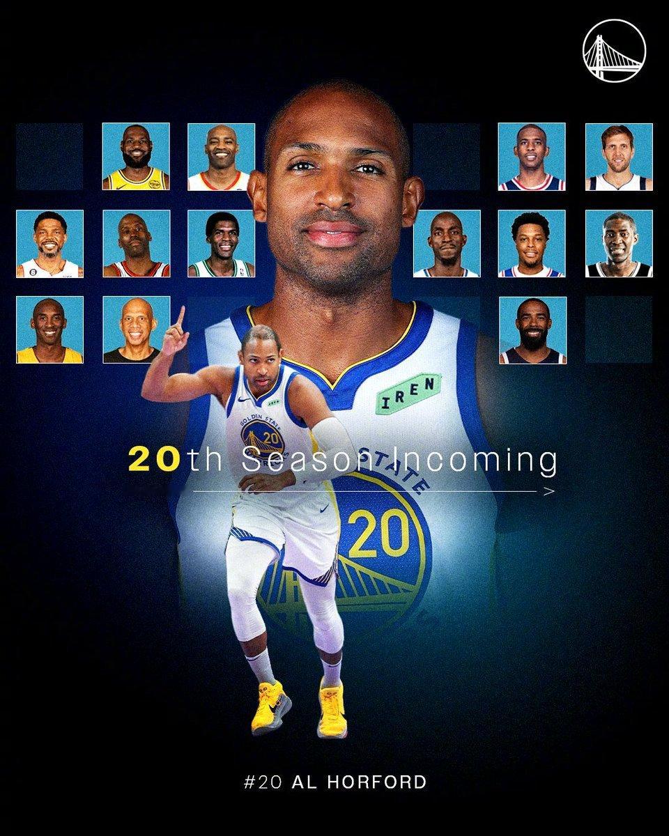 第20个NBA赛季，即将启程🙌霍福德将成为NBA历史上仅有14位征战20个赛季