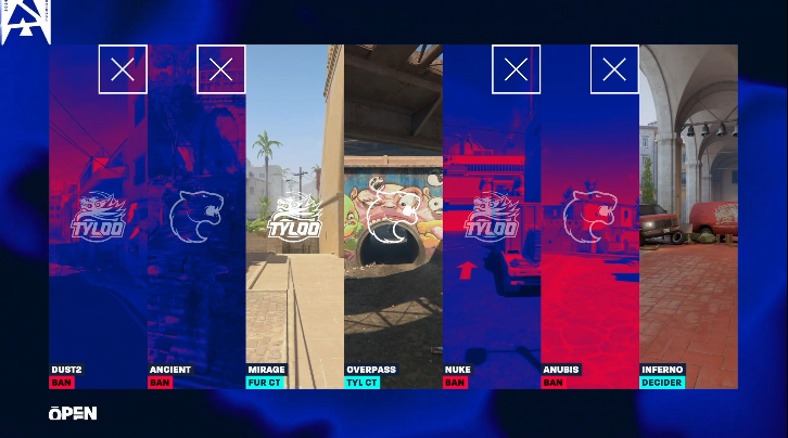 BLAST鹿特丹FURIA对阵TYLOO选图：Mirage Overpass Inferno