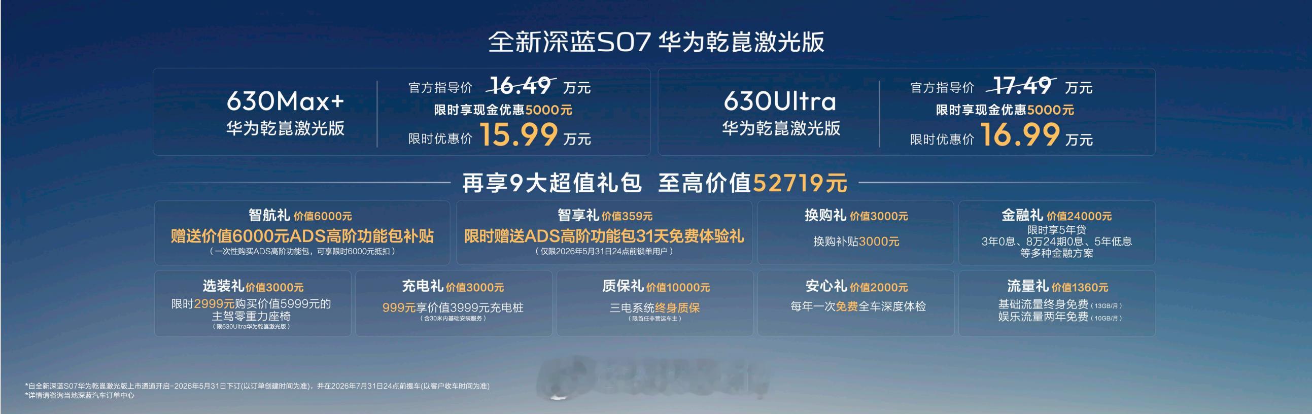 全新深蓝S07华为乾崑激光版登场，搭载华为激光雷达，辅助驾驶平权，价格15.99