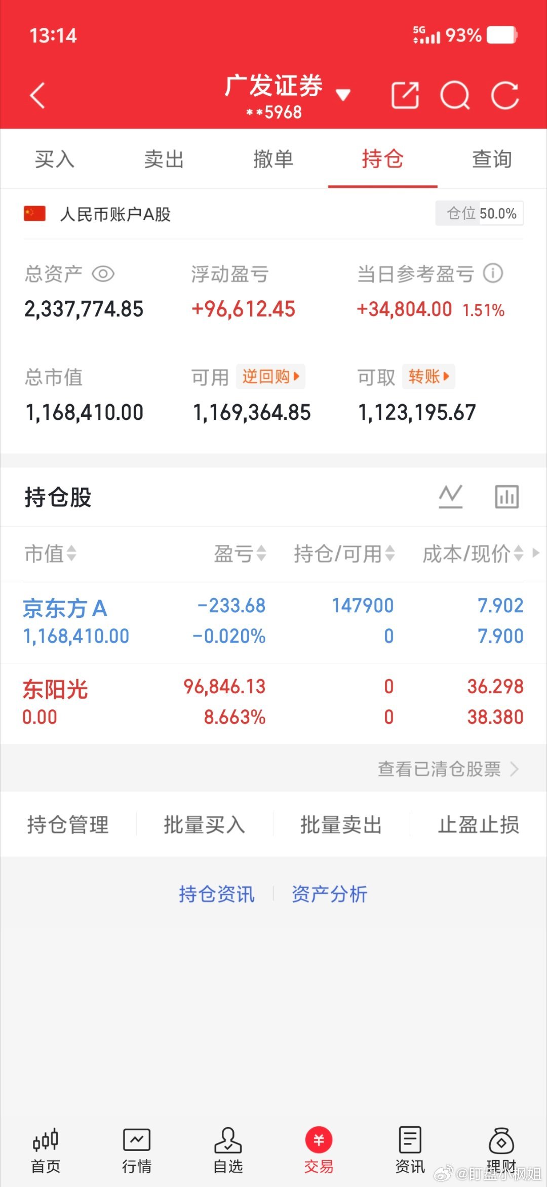 50w本金记录到300w（第55天)卖出：600673 东阳光买入：000725