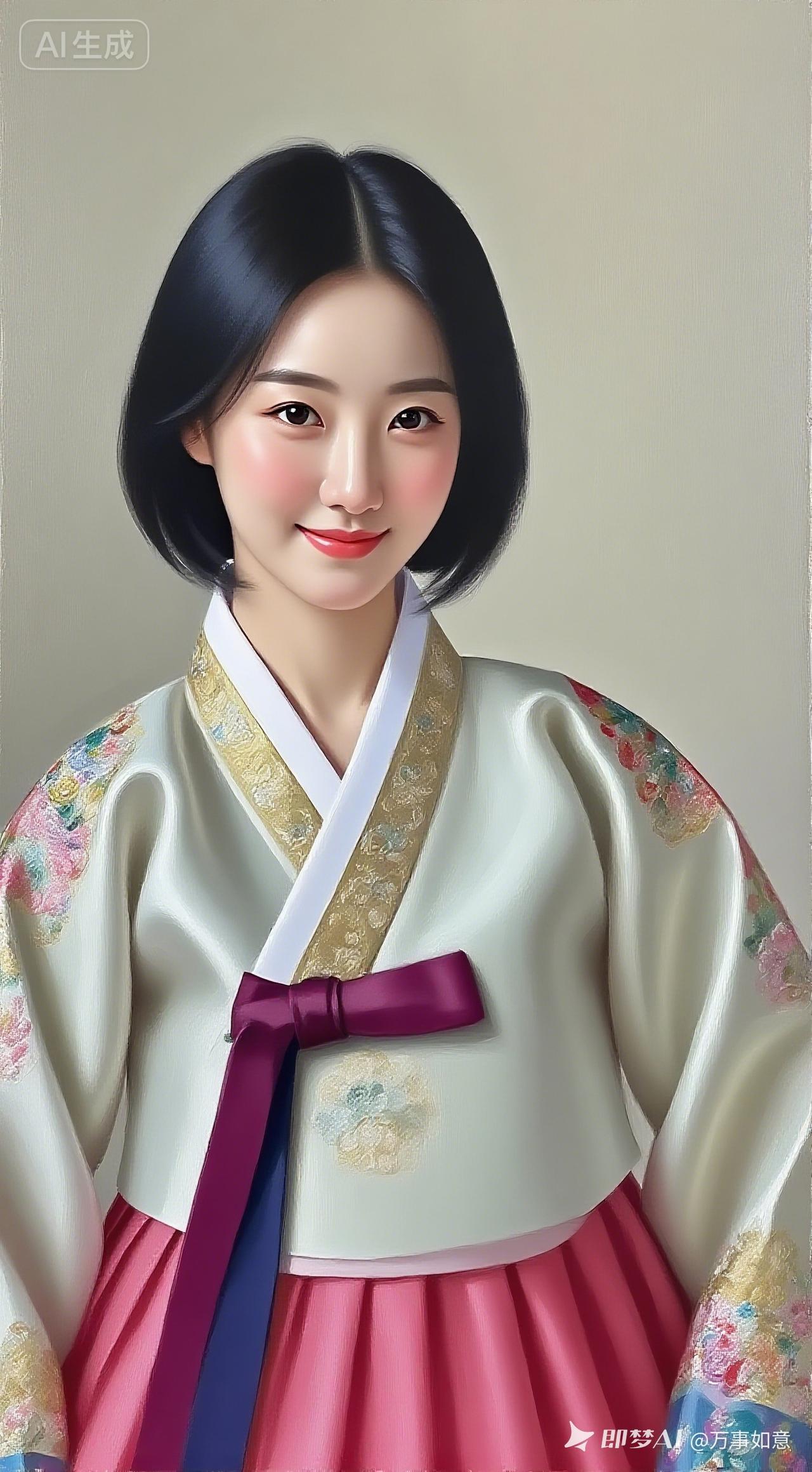 惊艳的韩服，精致的妆容，仿佛穿越时空的美丽。