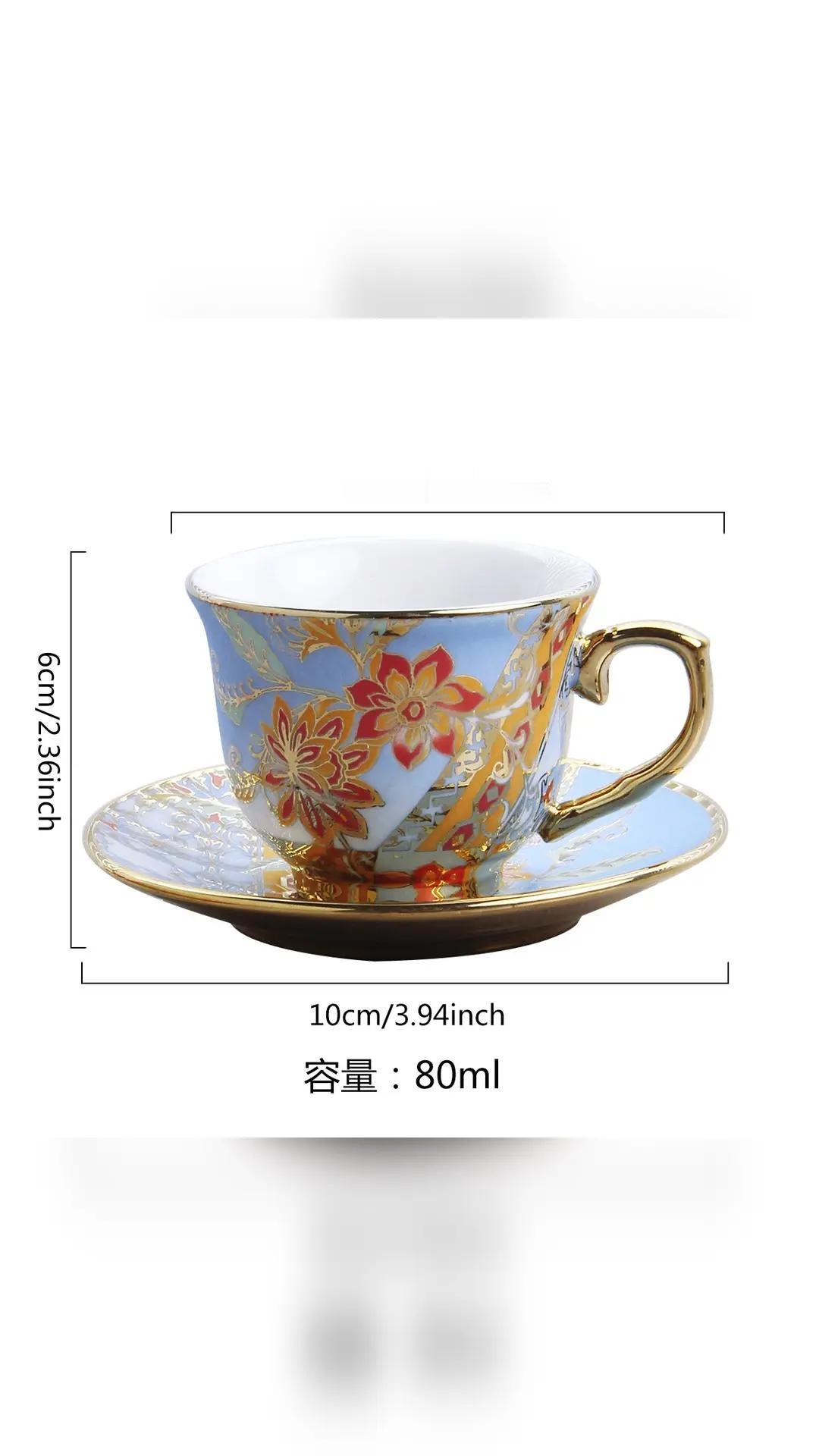 选咖啡杯碟套装，这几点重点关注 这款欧式陶瓷咖啡杯碟套装，风格轻奢复古，图案是花