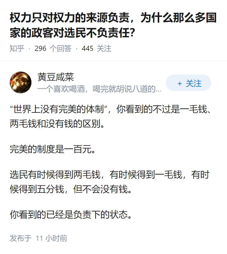 权力只对权力的来源负责，为什么那么多国家的政客对选民不负责任？