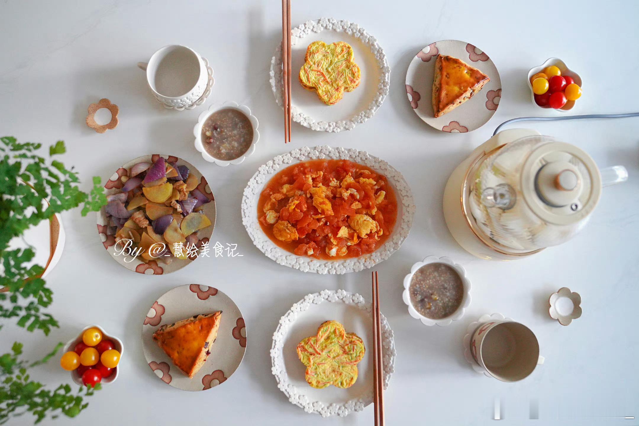 同一角度早餐桌[照相机]🏠~周末愉快[鲜花] ​​​